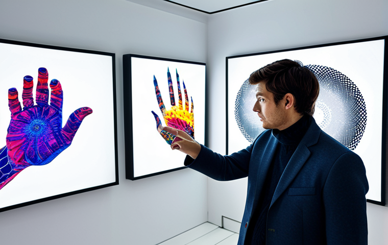 Digital Art Collector**
"A sophisticated art collector, fully clothed in stylish, modern attire, inside a brightly lit, minimalist art gallery, examining a digital artwork displayed on a screen. The gallery showcases several other digital art pieces. Safe for work, appropriate content, professional, perfect anatomy, natural proportions, well-formed hands, proper finger count, high quality digital art, modest."
**